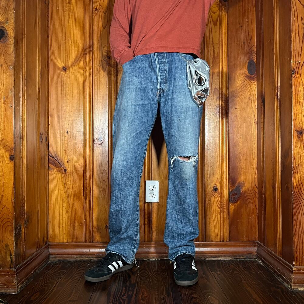 Levi's 501 36x32 Y2K Distressed Jeans Blue Regular